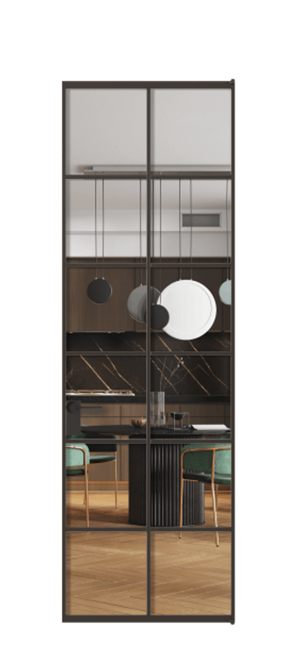 Алюминиевая дверь АЛПЛ040.05 Алюминий антрацит Прозрачное стекло "Crystal Vision", калёное, 6 мм Цена 127861  | Volhovec