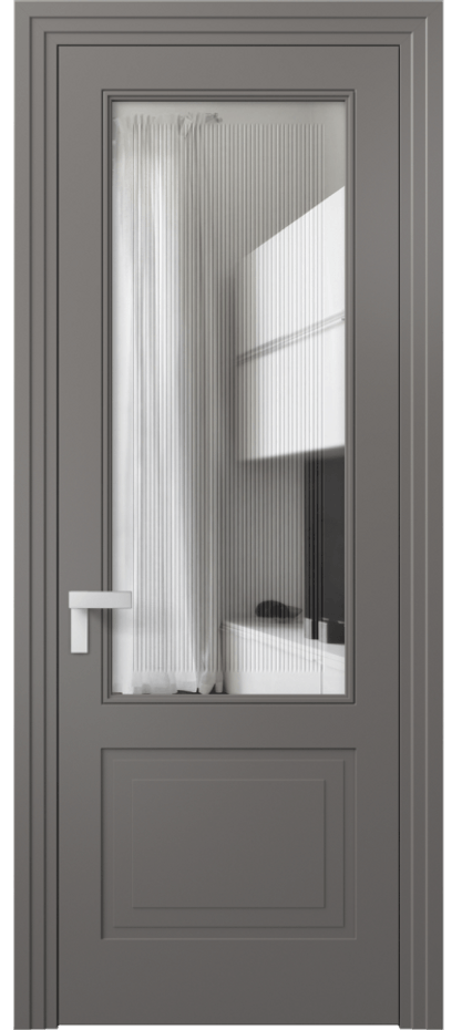 Дверь межкомнатная Rocca 8352 Матовый классический серый Прозрачное стекло с гравировкой "Каннелюры", триплекс, 7 мм Фигурный наличник МКЛС Цена 69519 ₽ Наличники уже входят в базовый комплект. Фабрика дверей Волховец 8 (800) 551 43 19 Межкомнатная дверь Rocca 8352 Матовый классический серый Прозрачное стекло с гравировкой "Каннелюры", триплекс, 7 мм Цена 69519 ₽ | Volhovec