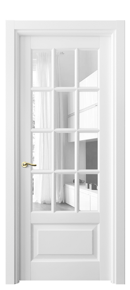 Межкомнатная дверь Lignum 0728 Бук белоснежный Прозрачное стекло Цена 117599 ₽ | Volhovec