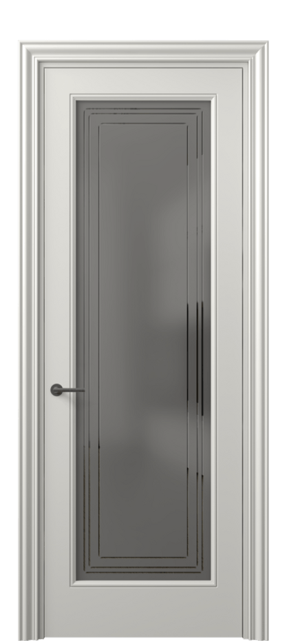 Межкомнатная дверь Маскот 8400 Матовый серый Сатинированное серое стекло с гравировкой "Грани", триплекс Цена 85899 ₽ | Volhovec