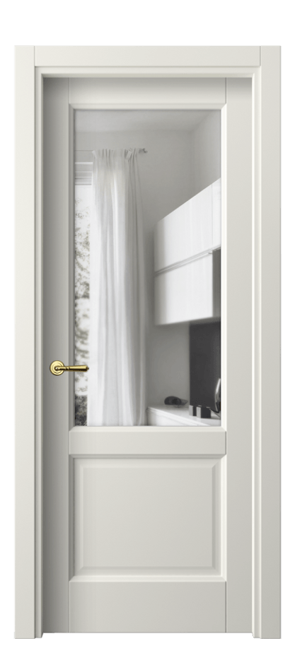 Межкомнатная дверь Galant 1422 Матовый жемчужный Прозрачное стекло Цена 41919 ₽ | Volhovec