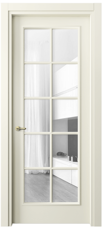 Межкомнатная дверь Париж 8102 Матовый молочно-белый Прозрачное стекло Цена 80199 ₽| Volhovec