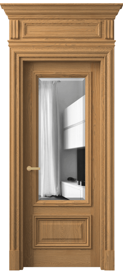 Межкомнатная дверь Антик 7306 Дуб пшеничный матовый Двустороннее зеркало с фацетом, триплекс Цена 272389 ₽ | Volhovec