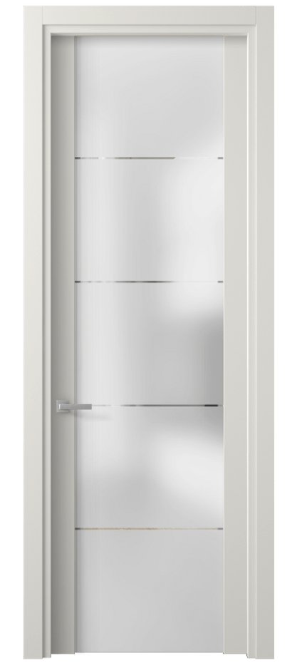 Межкомнатная дверь Планум 4114 ПЭТ белоснежный Сатинированное стекло с гравировкой «КВАДРО», триплекс Цена 35790 ₽ | Volhovec