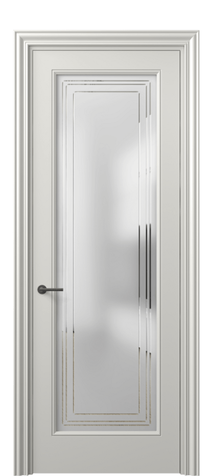 Межкомнатная дверь Маскот 8400 Матовый серый Сатинированное стекло с гравировкой "Грани", триплекс Цена 85899 ₽ | Volhovec