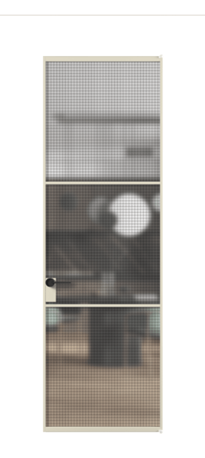 Алюминиевая дверь АЛПЛ040.03 Алюминий бежево-серый Декоративное стекло с сеткой "Mesh silver", триплекс Цена 117452  | Volhovec