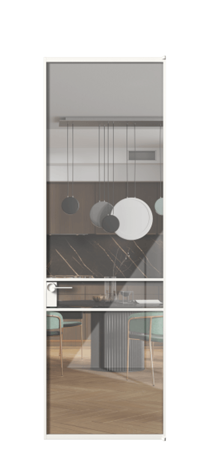 Алюминиевая дверь АЛПЛ040.02 Алюминий Белый Рефлективное прозрачное стекло "Stopsol", калёное Цена 146970  | Volhovec