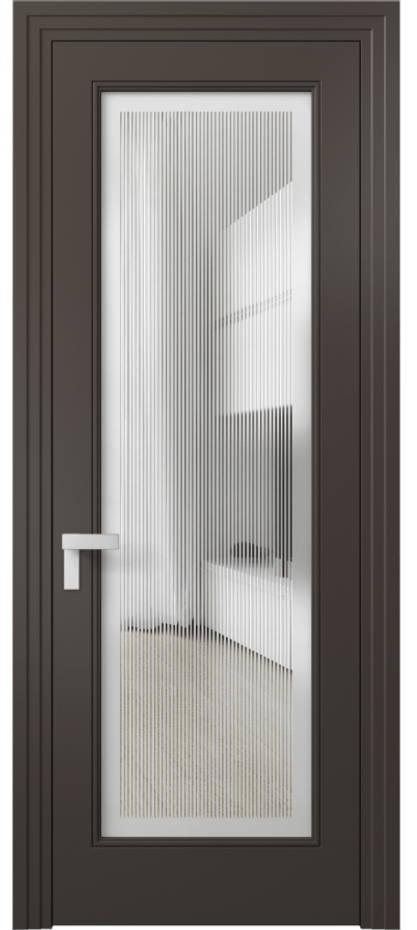 Межкомнатная дверь Рокка 8300 Матовый антрацит Сатинированное с гравировкой "Каннелюры", триплекс Цена 85599 ₽ | Volhovec