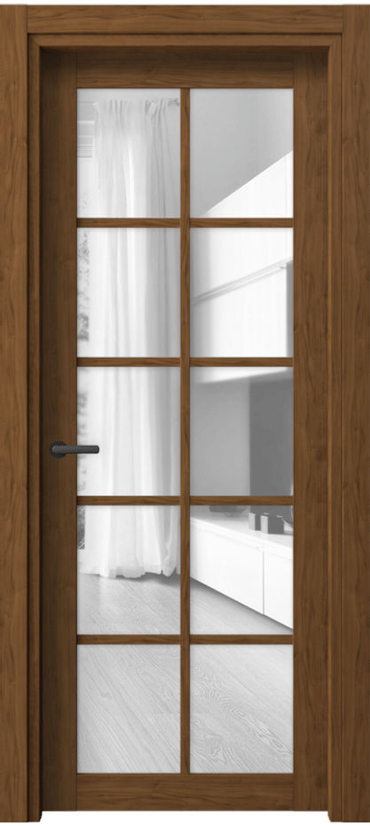 Межкомнатная дверь Нео 2106 Лесной орех Прозрачное стекло, триплекс Цена 40399 ₽ | Volhovec