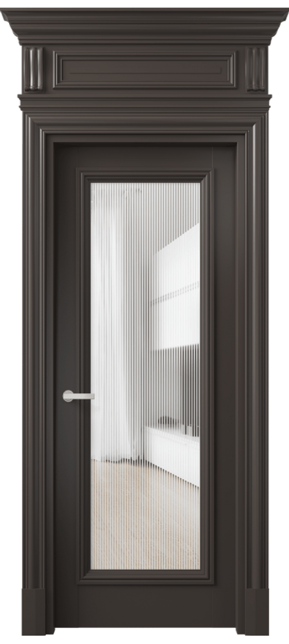 Межкомнатная дверь Антик 7300 Матовый антрацит Рифлёное стекло "Дюна", триплекс Цена 166309 ₽ | Volhovec
