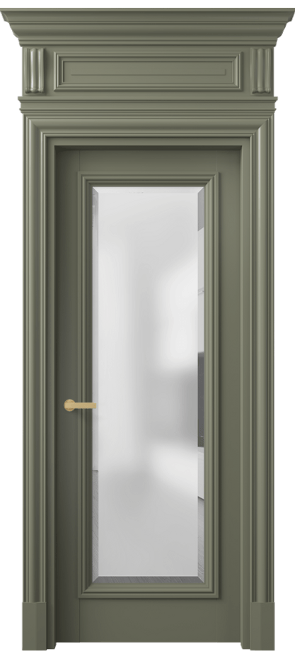 Межкомнатная дверь Антик 7300 Матовый оливковый тёмный Сатинированное стекло с фацетом Цена 163659 ₽ | Volhovec