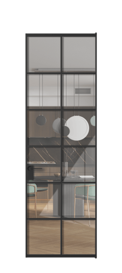 Алюминиевая дверь АЛПЛ040.05  Алюминий Черный Рефлективное прозрачное стекло "Stopsol", калёное, 6мм. Без короба чер Цена 144090 Стоимость комплекта двери включает: 
1. Полотно (600/650/700/750/800/850/900/950*2000-2400 мм).
2. Короб
3. Комплект фурнитуры (2 торцевые петли и магнитный замок с ответной планкой). Фабрика дверей Волховец 8 (800) 551 43 19  Алюминиевая дверь АЛПЛ040.05 Алюминий Черный Рефлективное прозрачное стекло "Stopsol", калёное, 6мм Цена 144090  | Volhovec