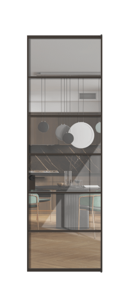 Алюминиевая дверь АЛПЛ040.04 Алюминий антрацит Рефлективное прозрачное стекло "Stopsol", калёное Цена 157470  | Volhovec