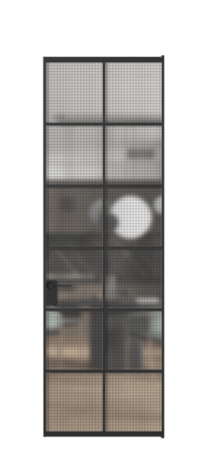 Алюминиевая дверь АЛПЛ040.05  Алюминий Черный Декоративное стекло с сеткой "Mesh silver", триплекс, 6 мм. Без короба чер Цена 123690 Стоимость комплекта двери включает: 
1. Полотно (600/650/700/750/800/850/900/950*2000-2400 мм).
2. Короб
3. Комплект фурнитуры (2 торцевые петли и магнитный замок с ответной планкой). Фабрика дверей Волховец 8 (800) 551 43 19  Алюминиевая дверь АЛПЛ040.05 Алюминий Черный Декоративное стекло с сеткой "Mesh silver", триплекс, 6 мм Цена 123690  | Volhovec