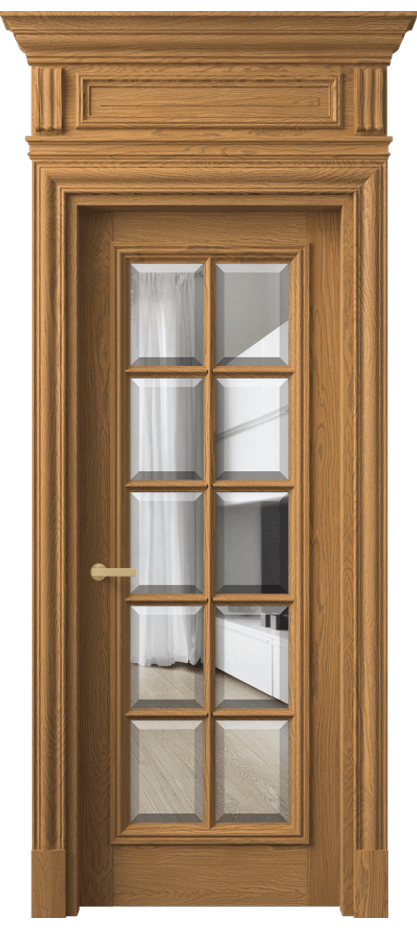 Межкомнатная дверь Antique 7310 Дуб солнечный матовый Прозрачное стекло с фацетом Цена 295549 ₽ | Volhovec
