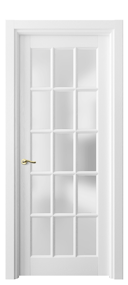 Межкомнатная дверь Лигнум 0708 Дуб белоснежный Сатинированное стекло Цена 8140 AZE | Volhovec