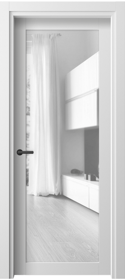 Межкомнатная дверь Neo 2102 Белый шёлк Прозрачное стекло, триплекс, 6 мм Цена 25679 ₽ | Volhovec