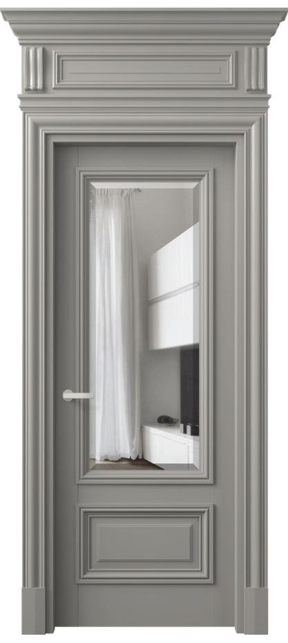 Межкомнатная дверь Антик 7306 Матовый нейтральный серый Прозрачное стекло с фацетом Цена 162309 ₽ | Volhovec