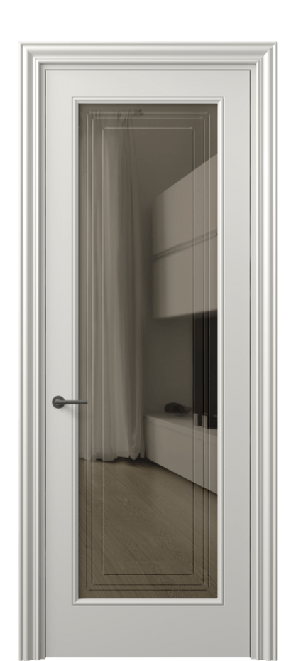 Межкомнатная дверь Маскот 8400 Матовый серый Прозрачное бронзовое стекло с гравировкой "Грани", триплекс Цена 85899 ₽ | Volhovec