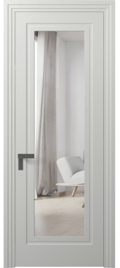 Межкомнатная дверь Rocca 8303 Матовый светло-серый Двустороннее зеркало, триплекс, 7 мм Цена 62319 ₽ | Volhovec