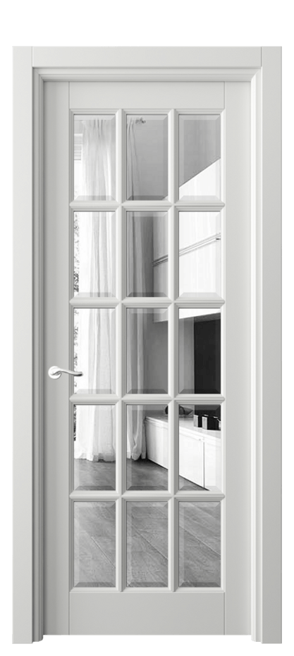 Межкомнатная дверь Лигнум 0708 Матовый светло-серый Двустороннее зеркало с фацетом, триплекс Цена 25293600 so'm | Volhovec