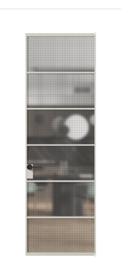 Алюминиевая дверь АЛПЛ040.04 Алюминий тёплый серый Декоративное стекло с сеткой "Mesh silver", триплекс Цена 121772  | Volhovec