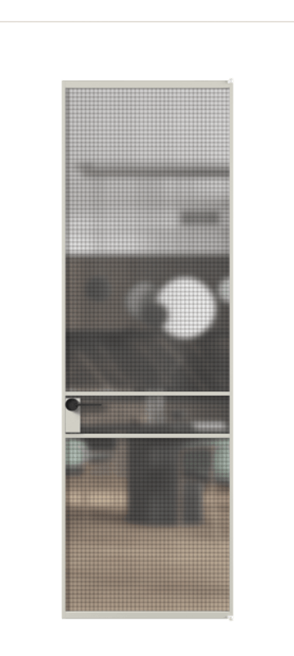 Алюминиевая дверь АЛПЛ040.02 Алюминий тёплый серый Декоративное стекло с сеткой "Mesh silver", триплекс Цена 117452  | Volhovec