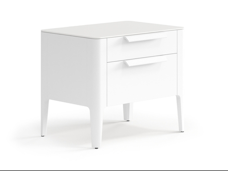 Мебель Тумба прикроватная Piega 2 ящика. Цвет Матовый светло-серый. Материал Гладкая эмаль. Коллекция Тумба прикроватная Piega 2 ящика. Картинка.