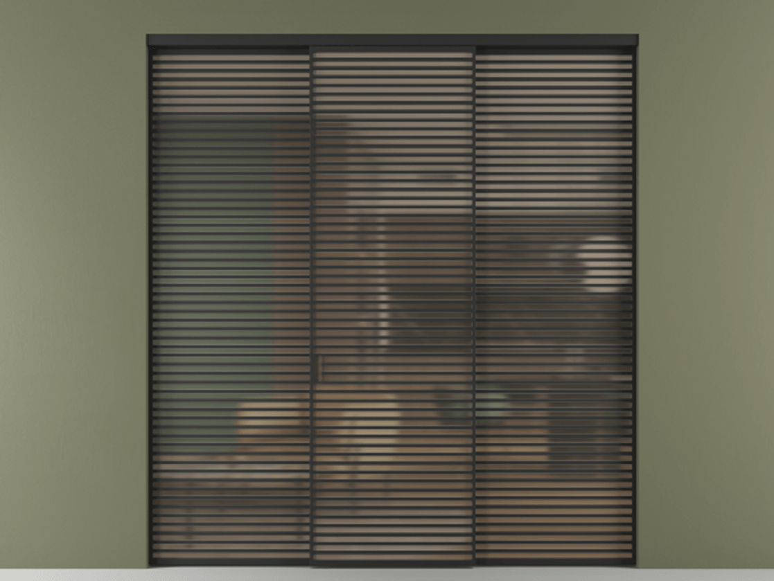 Перегородка Formato внутри проёма 3 створки АЛПР 040.07 Алюминий Черный Сатинированное бронзовое стекло, триплекс Цена 561500 ₽ | Volhovec