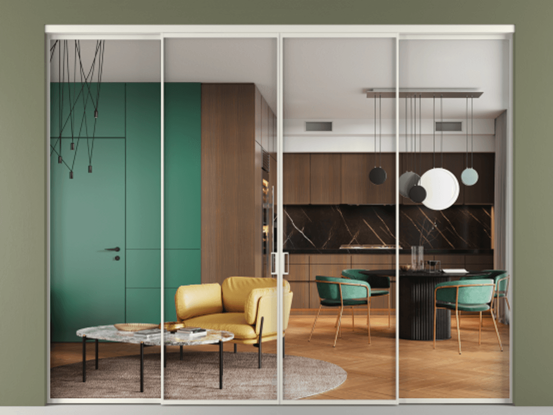 Перегородка Formato внутри проёма четырёхстворчатая АЛПР 040.01 Алюминий Белый Прозрачное стекло "Crystal Vision", калёное, 6 мм. Скрытый короб БЕЛ Цена 371600 ₽ 1. Полотно 4 шт. (800/2100 мм)
2. Комплект установки раздвижной системы
3. Базовый комплект фурнитуры
4.Ручка RONDO. Фабрика дверей Волховец 8 (800) 551 43 19 Перегородка Formato внутри проёма четырёхстворчатая АЛПР 040.01 Алюминий Белый Прозрачное стекло "Crystal Vision", калёное, 6 мм Цена 371600 ₽ | Volhovec