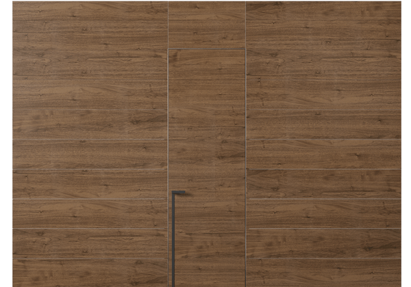 Панели для отделки стен Стеновая панель в древесной отделке Орех умбра матовый. Цвет Орех умбра матовый. Материал Шпон Naturwood. Коллекция Древесные отделки. Картинка.