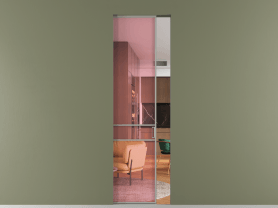 Алюминевая перегородка АЛПР 040.02 МНСР ПРОЗ РОЗ. Цвет Алюминий нейтральный серый. Материал Алюминий в эмали. Коллекция Перегородка Formato скрытый пенал одностворчатая. Картинка.