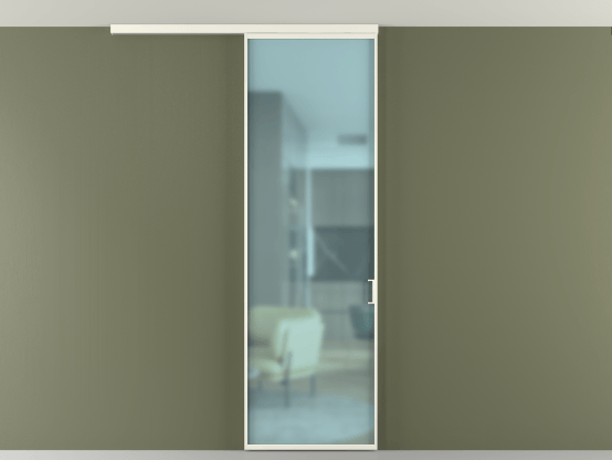 Алюминевая перегородка АЛПР 040.01_АЖМ_САТ ГОЛ_new. Цвет Алюминий жемчужный. Материал Алюминий в эмали. Коллекция Перегородка Formato вдоль стены на потолок 1 створка. Картинка.