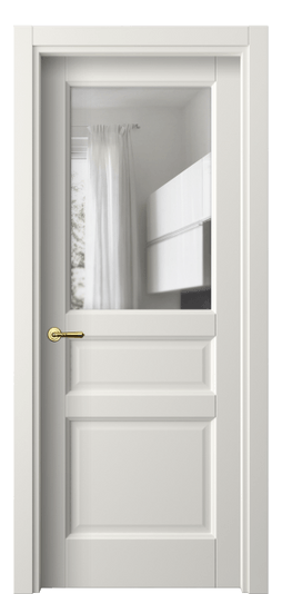 Дверь межкомнатная 1432 ПЭБЛ Прозрачное стекло. Цвет ПЭТ белоснежный. Материал ПЭТ. Коллекция Galant. Картинка.