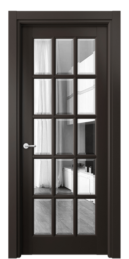 Дверь межкомнатная 6311 МАН Зеркало с фацетом. Цвет Матовый антрацит. Материал Гладкая эмаль. Коллекция Тоскана Грильято. Картинка.