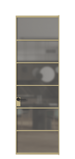 Дверь межкомнатная АЛПЛ040.04 ЗОЛ Золотой Серый сатин триплекс. Цвет Золотой. Материал Алюминий металлик. Коллекция Формато. Картинка.