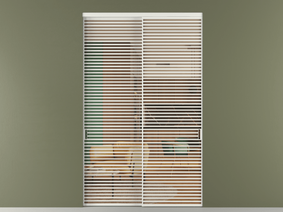 Алюминевая перегородка vn2_07_ Алюминий светло-серый Прозрачное оранжевое стекло, триплекс, 6мм. Цвет Алюминий светло-серый. Материал Алюминий в эмали. Коллекция Перегородка Formato внутри проёма 2 створки. Картинка.