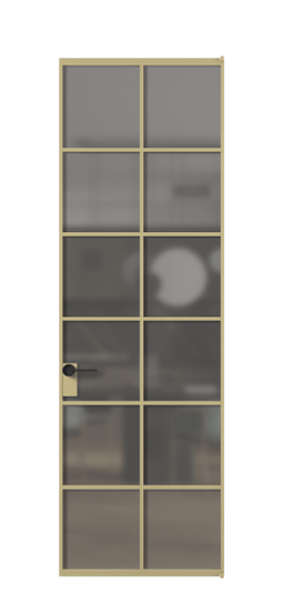 Дверь межкомнатная АЛПЛ040.05 ЗОЛ Золотой Серый сатин триплекс. Цвет Золотой. Материал Алюминий металлик. Коллекция Формато. Картинка.