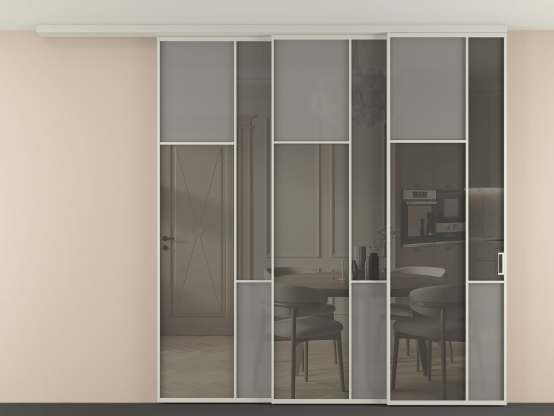 Алюминевая перегородка vdt3_7 Алюминий тёплый серый Серый сатин матовое + Серый прозрачное. Цвет Алюминий тёплый серый. Материал Алюминий в эмали. Коллекция Перегородка Mosaic вдоль стены на потолок 3 створки с синхронным механизмом. Фото. Алюминевая перегородка vdt3_7 Алюминий тёплый серый Серый сатин матовое + Серый прозрачное. Цвет Алюминий тёплый серый. Материал Алюминий в эмали. Коллекция Перегородка Mosaic вдоль стены на потолок 3 створки с синхронным механизмом. Картинка.