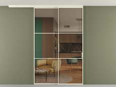 Перегородка Формато вдоль стены на потолок 2 створки с синхронным механизмом