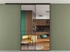 Перегородка Формато вдоль стены на потолок 2 створки с синхронным механизмом