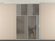 Перегородка Mosaic вдоль стены на потолок 2 створки с синхронным механизмом