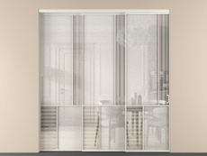 Перегородка Mosaic внутри проёма 3 створки с синхронным механизмом