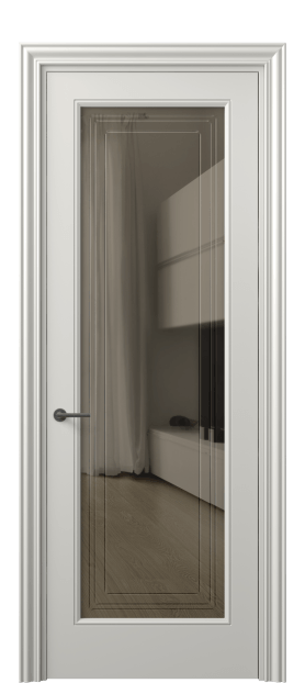 Дверь межкомнатная 8400 МСР Бронзовое прозрачное стекло с гравировкой Маскот. Цвет Матовый серый. Материал Гладкая эмаль. Коллекция Маскот. Картинка.