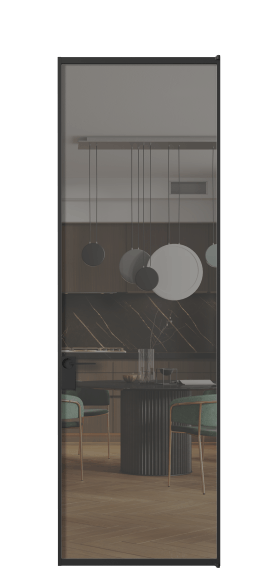 Дверь межкомнатная АЛПЛ040.01 Серый триплекс ЧЕР. Цвет Алюминий Черный. Материал Алюминий. Коллекция Formato. Картинка.